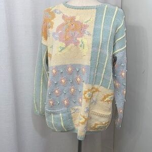 Vintage 80s Adrienne Vittadini Spring Beaded Sweater | Sz S
